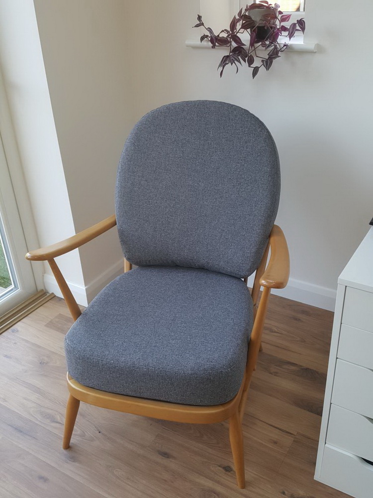 Ercol 204 Seat and Back Cushion in  Mid Grey Stitch from Camira