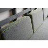 Ercol 355 Studio Couch Oakenclough Steel Grey Herringbone set of Cushions with lime green piping