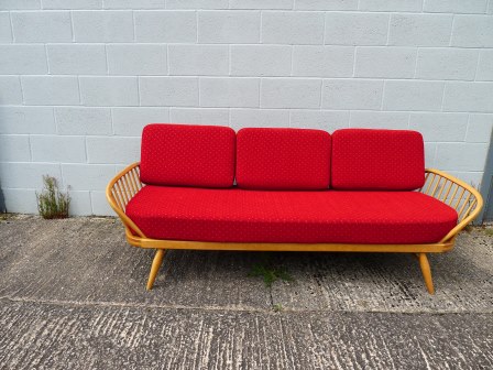 Ercol 355 Studio Couch Mini Elegant Red Complete set of Cushions and Covers