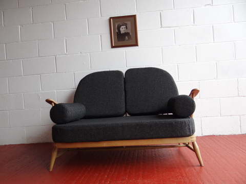 Ercol 203 2 Seater Settee Seat and Back Cushions in Charcoal Grey Stitch