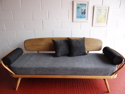Pair of Bolsters for Ercol 355 Studio Couch Charcoal Grey Stitch