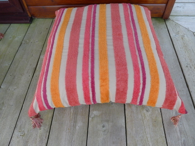 Kassita 36 x 36 inch Floor Cushion in Shades of Red/Pink/Beige
