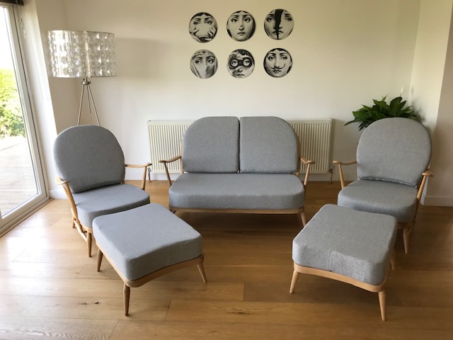 Ercol 203 Seat and Back Cushion in  Light Grey Stitch from Camira