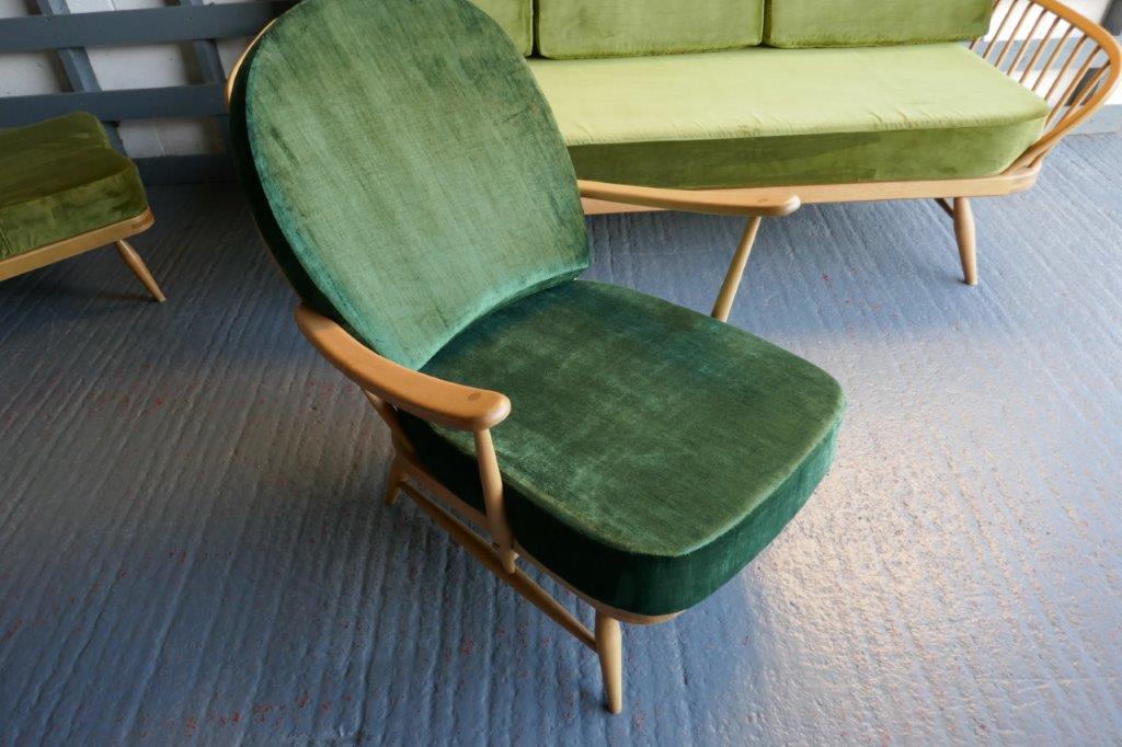 Ercol 203 Seat & Back Cushion in Dark Green Crushed Velvet