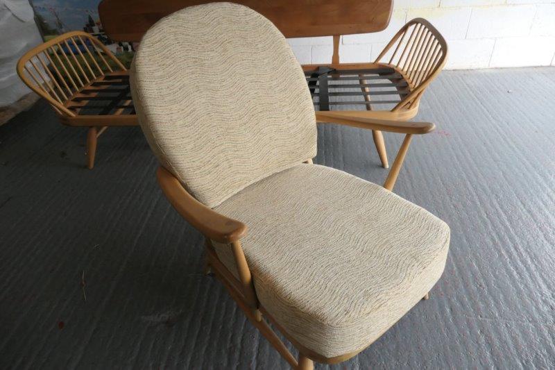 Ercol 203 Chair in Ross Fabrics, Camden Ripple Wheat SR15562