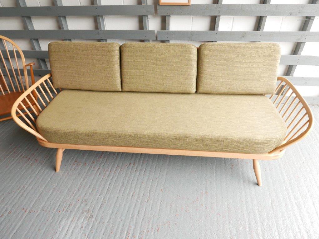 Ercol 355 Studio Couch Olive Leaf Green Complete set of Cushions and Covers