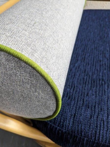 Bolster Light Grey with Lime Piping
