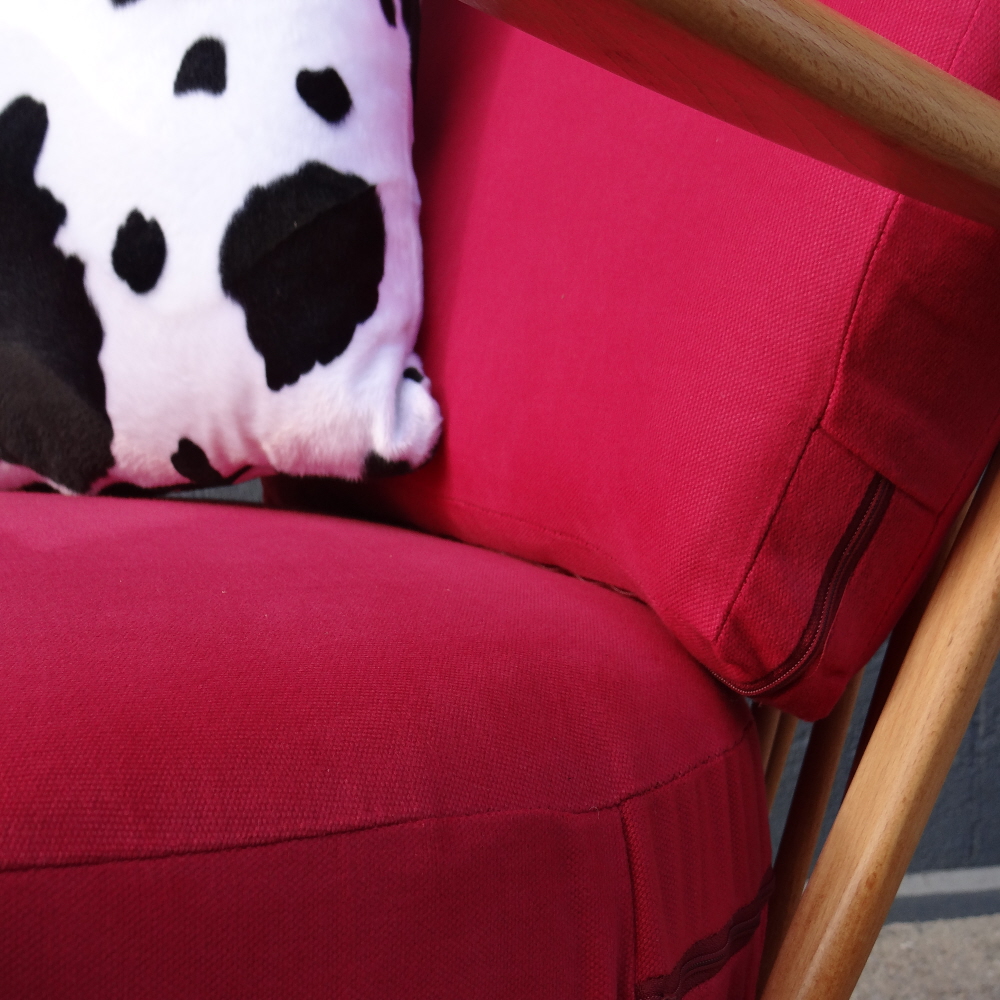 Ercol 203 Seat & Back Cushions in Cerise Red Covers