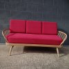 Ercol 355 Studio Couch Cerise Red, Complete set of cushions and covers.
