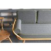 Ercol 355 Studio Couch Oakenclough Steel Grey Herringbone set of Cushions with lime green piping