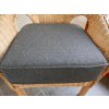 New Charcoal Herringbone Fabric on cane chair