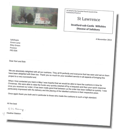 Letter from St Lawrence Church