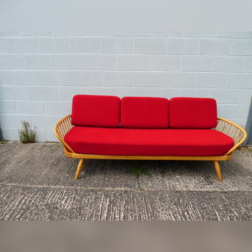 Ercol 355 Studio Couch Mini Elegant Red Complete set of Cushions and Covers