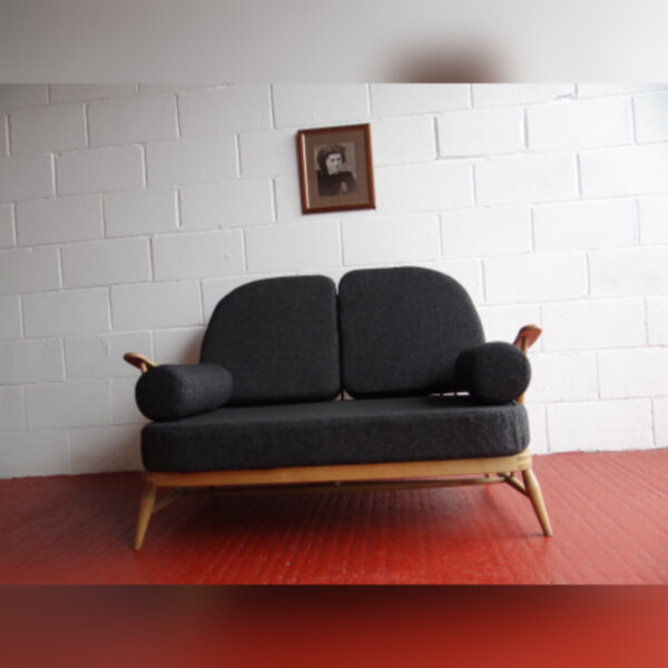 Ercol 203 2 Seater Settee Seat and Back Cushions in Charcoal Grey Stitch