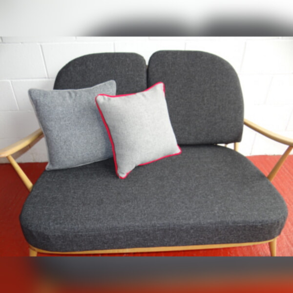 Ercol 203 2 Seater Settee Seat and Back Cushions in Charcoal Grey Stitch - Image 6