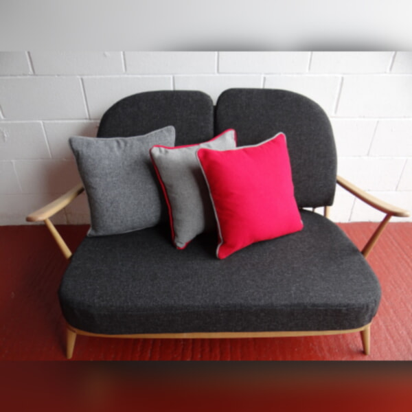 Ercol 203 2 Seater Settee Seat and Back Cushions in Charcoal Grey Stitch - Image 7