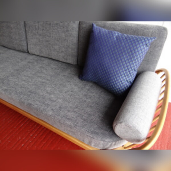 Pair of Bolsters for Ercol 355 Studio Couch Light Grey Stitch - Image 4