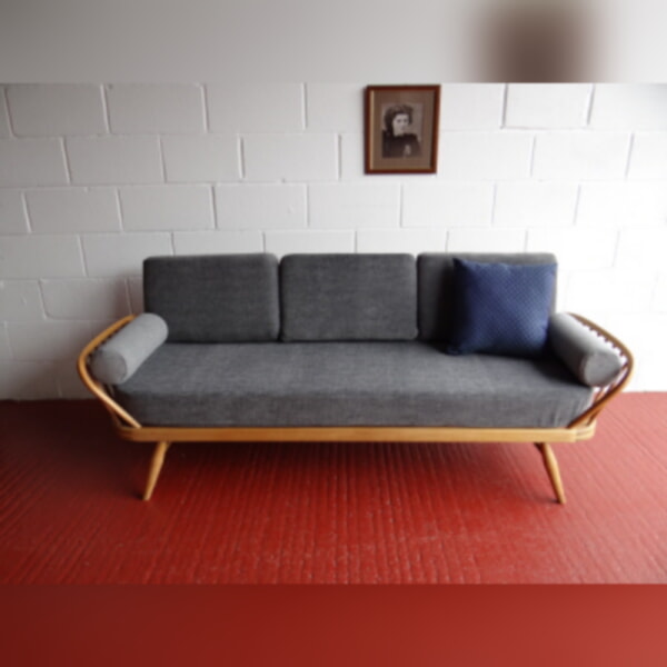Pair of Bolsters for Ercol 355 Studio Couch Light Grey Stitch - Image 5