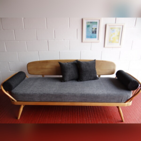 Pair of Bolsters for Ercol 355 Studio Couch Charcoal Grey Stitch