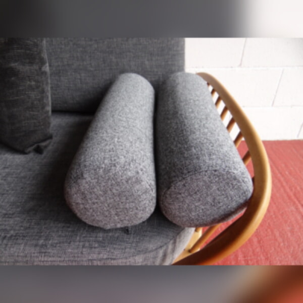 Pair of Bolsters for Ercol 355 Studio Couch Mid Grey Stitch - Image 2