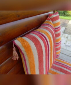 Kassita 27 x 27 inch Floor Cushion in Shades of Red/Pink/Beige