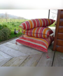 Kassita Floor Cushion Set in Shades of Red/Pink/Beige