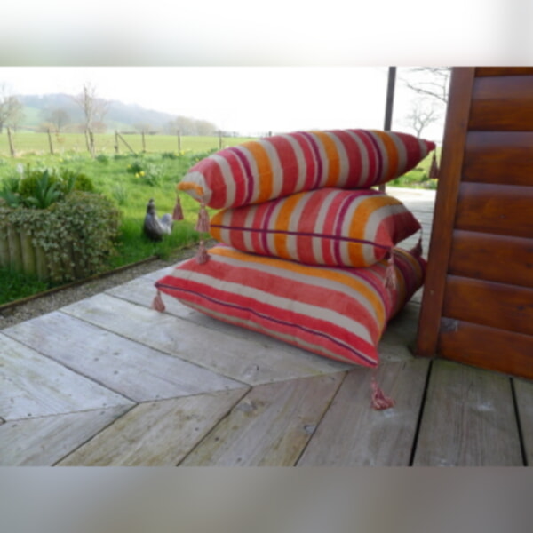 Kassita Floor Cushion Set in Shades of Red/Pink/Beige