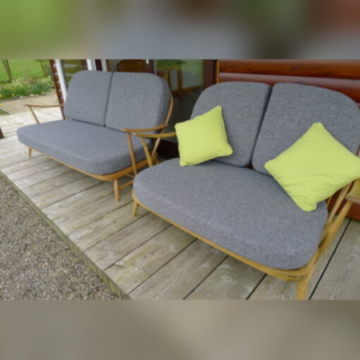 Ercol 203 2 Seater Seat Cushion in Mid Grey Stitch - Image 4