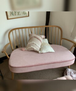 Ercol 334 2 Seater Seat Only Ross Fabrics Pimlico Blush & piping in Dundee Herringbone Rose