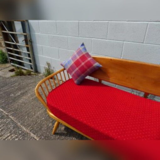Ercol 355 Studio Couch Mini Elegant Red Complete set of Cushions and Covers - Image 4