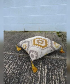 20 inch x 20 inch Kilim Bronze Floor Cushion with 4 corner tassles