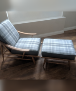 Ercol 443 Footstool Cushion and Cover Porter and Stone Dove Grey with piping