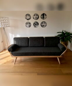 Ercol 355 Studio Couch Luscious Grey velour Complete set of Cushions including free bolsters