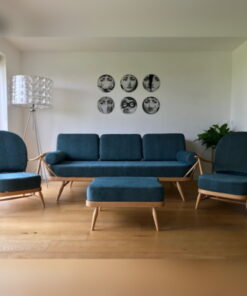 Ercol 355 Studio Glyndebourne Teal Mattress and Back cushions with bolsters