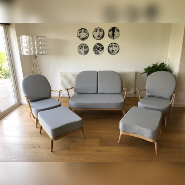 Ercol 203 Seat and Back Cushion in Light Grey Stitch from Camira