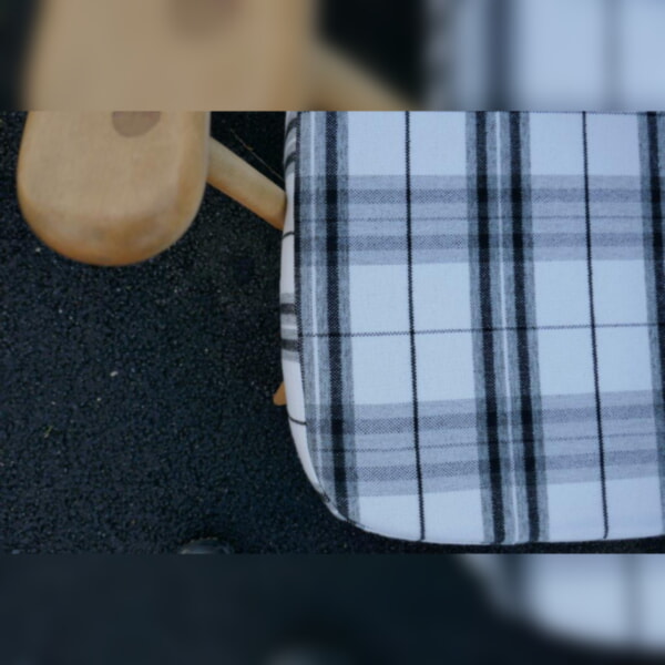 Ercol 203 Seat and Back Cushions Black & White Rebel Tartan - Image 4