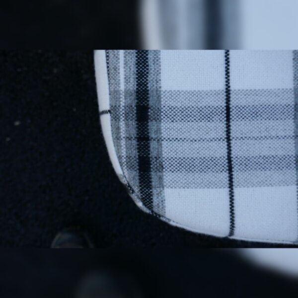 Ercol 203 Seat and Back Cushions Black & White Rebel Tartan - Image 5