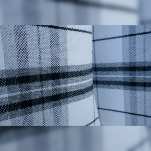 Ercol 203 Seat and Back Cushions Black & White Rebel Tartan - Image 6