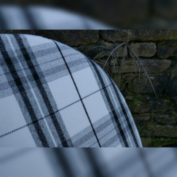 Ercol 203 Seat and Back Cushions Black & White Rebel Tartan - Image 8