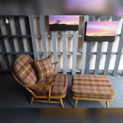 Ercol 203 Seat and Back and 341 Footstool Cushions ALL in Heather - Image 6