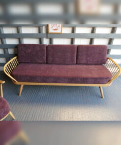 Ercol 355 Studio Couch Purple Chenille Complete set of Cushions and Covers