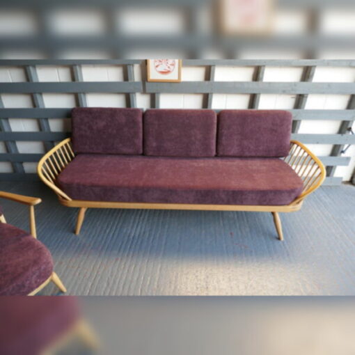 Ercol 355 Studio Couch Purple Chenille Complete set of Cushions and Covers