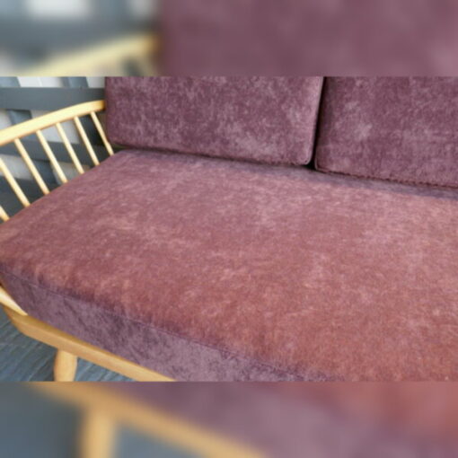 Ercol 355 Studio Couch Purple Chenille Complete set of Cushions and Covers - Image 4