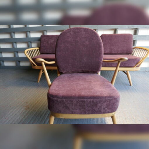 Ercol 203 Seat and Back Cushion in Purple Chenille - Image 7