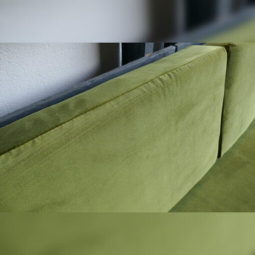 Ercol 355 Studio Couch Bay Leaf Green Velvet Complete set of Cushions and Covers - Image 5