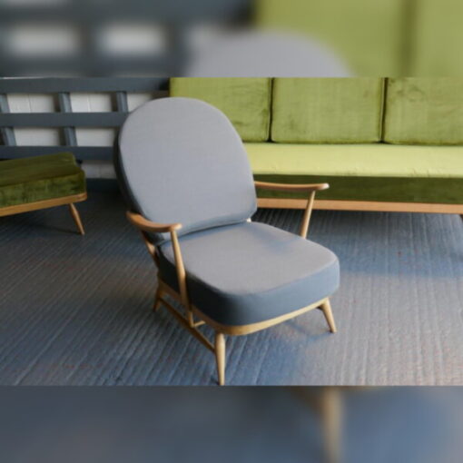 Ercol 203 Seat and Back Cushion in Mid Grey 92% wool - Image 6