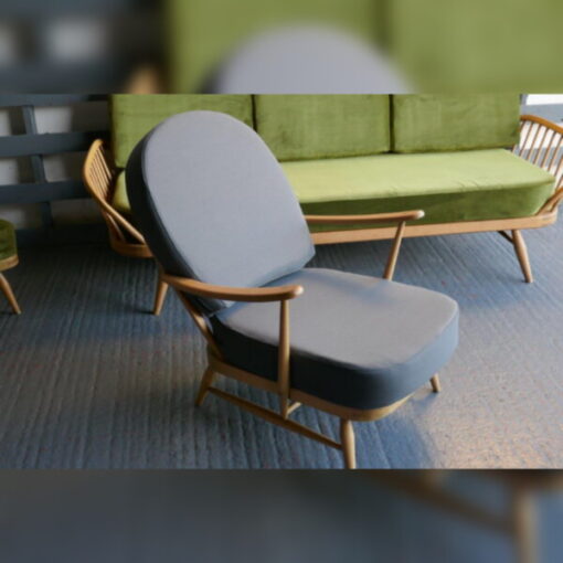 Ercol 203 Seat and Back Cushion in Mid Grey 92% wool - Image 7