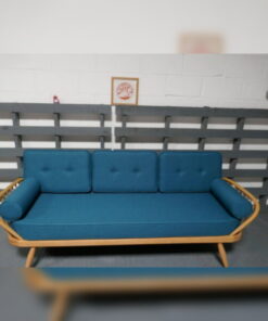 Ercol 355 Studio Couch Venus Petrol Mattress & Backs Cushions and Covers & Bolsters with Piping & Buttoning