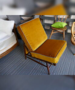 Ercol 427 Seat and Back Cushions, Gold Velvet with grey piping.