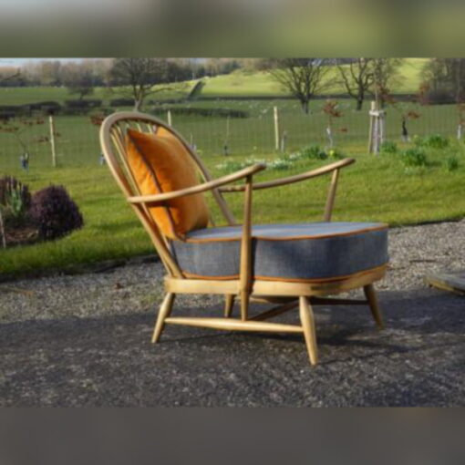 Ercol 203 Seat Cushion Grey with Jaffa Orange Piping - Image 6